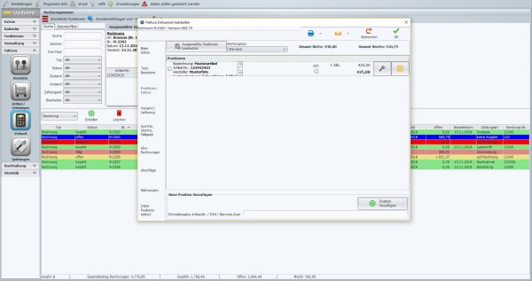 Faktura Software Landwirtschaft Positionen